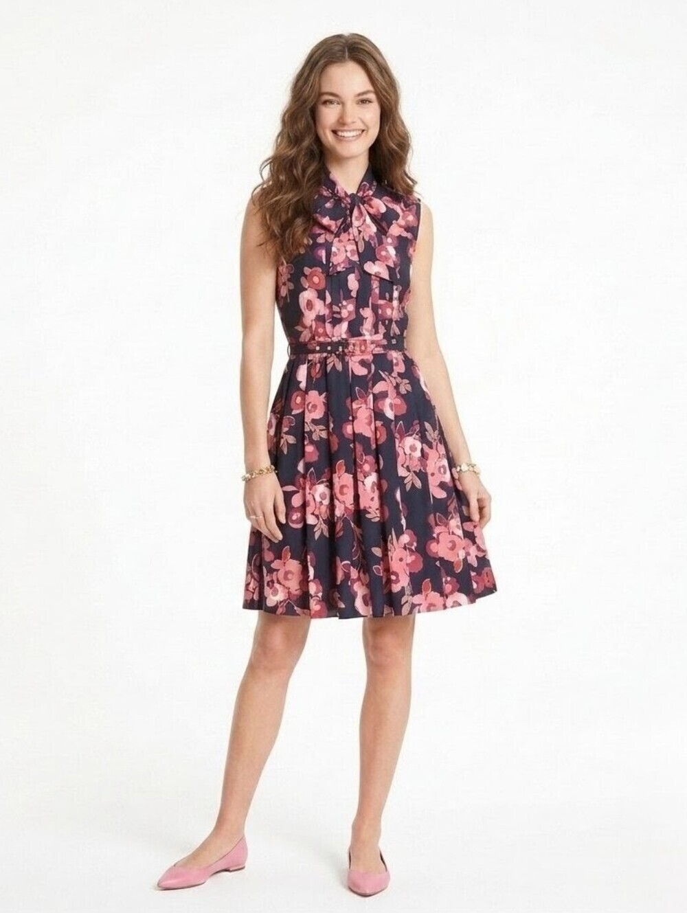 Kate Spade Shadow Buds Pleated Dress 100% Silk - Size 2